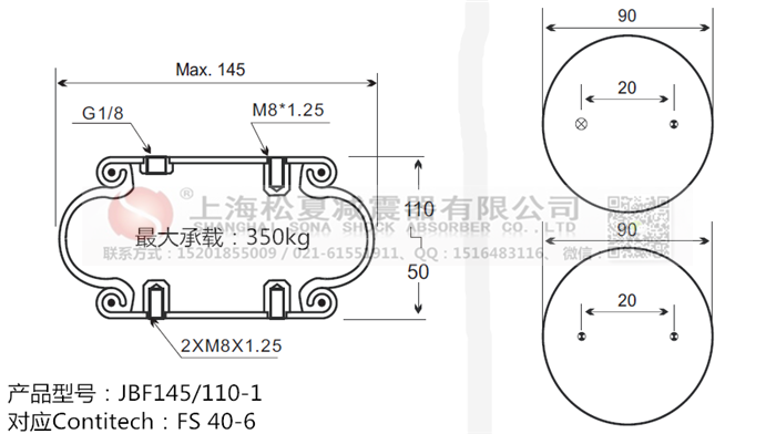 JBF145/110-1橡膠<a href='http://m.iiidddccc.cn/' target='_blank'><u>空氣彈簧</u></a>