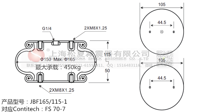 JBF165/115-1橡膠<a href='http://m.iiidddccc.cn/' target='_blank'><u>空氣彈簧</u></a>