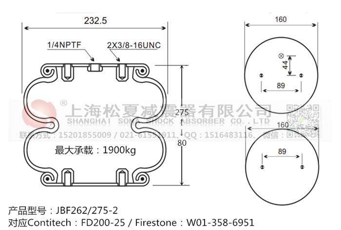 JBF262/275-2橡膠<a href='http://m.iiidddccc.cn/' target='_blank'><u>空氣彈簧</u></a>