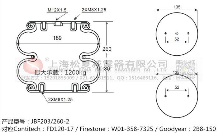 JBF203/260-2橡膠<a href='http://m.iiidddccc.cn/' target='_blank'><u>空氣彈簧</u></a>